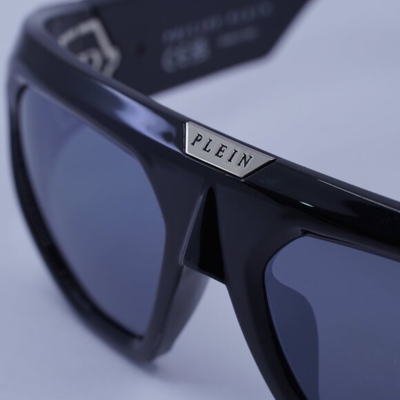 Philipp Plein SPP153 Z42X Sunglasses Black Geometric Frame, Grey Lenses - Picture 7 of 10